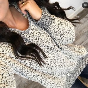 Slouchy v-neck popcorn sweater